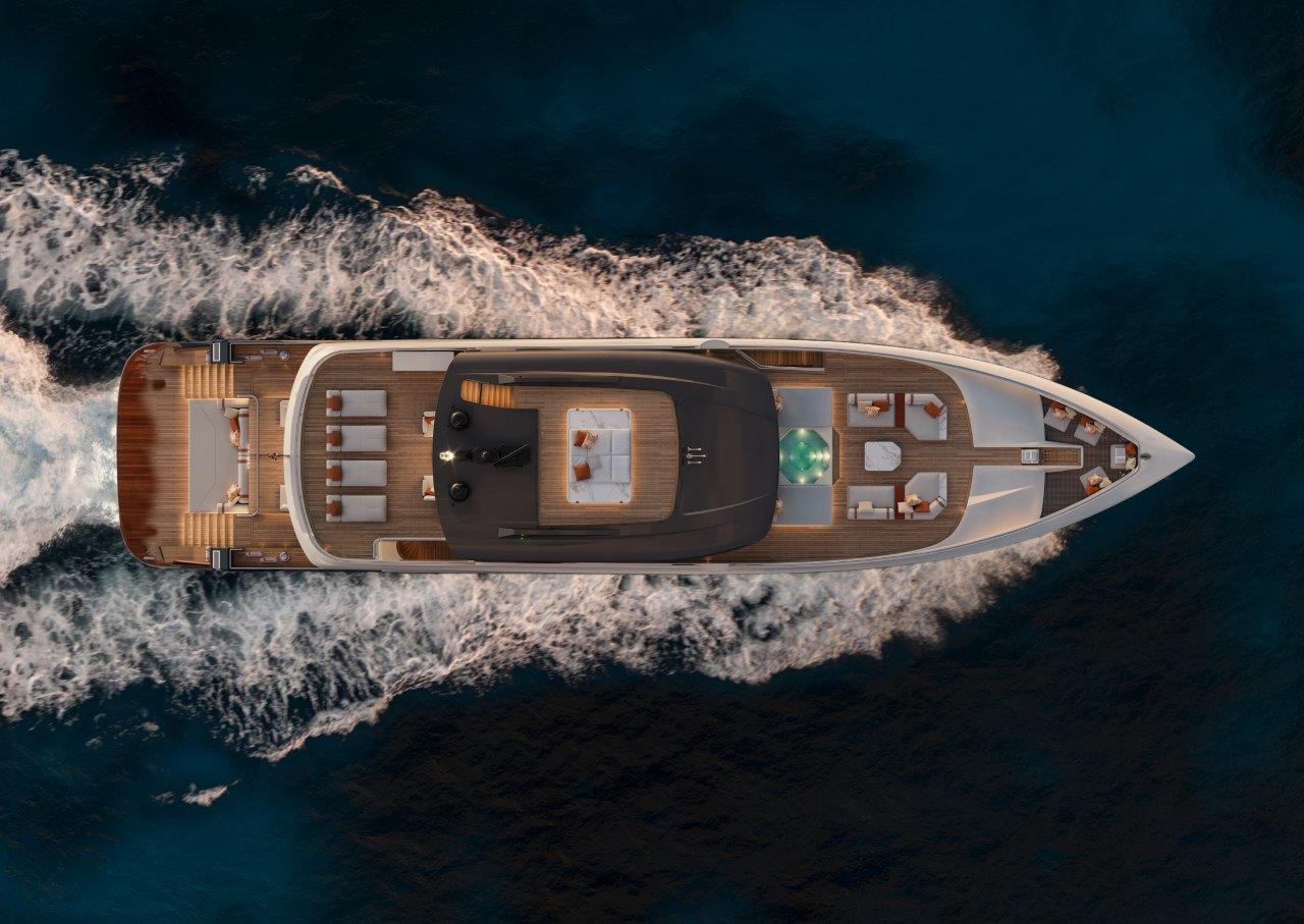 Maiora at the Monaco Yacht Show presents the new 36 Exuma with an exhibition space furnished by ELIE SAAB Maison